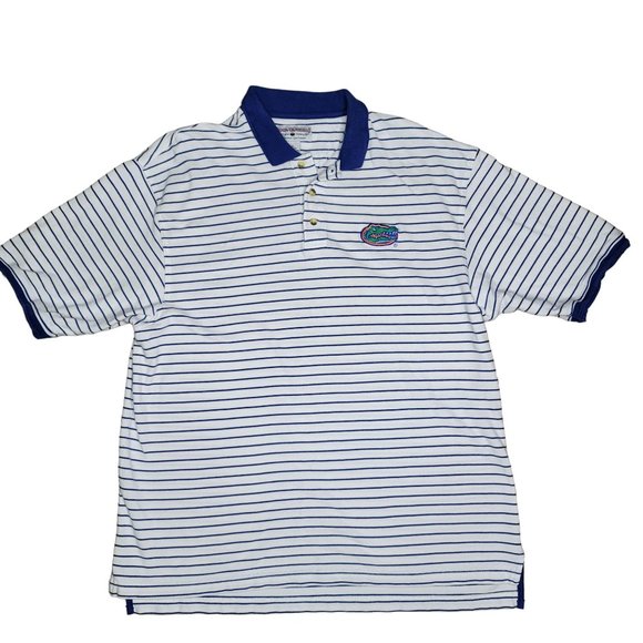 Florida Gators football polo tee shirt blue and white striped mens shirt size XL - Picture 5 of 5